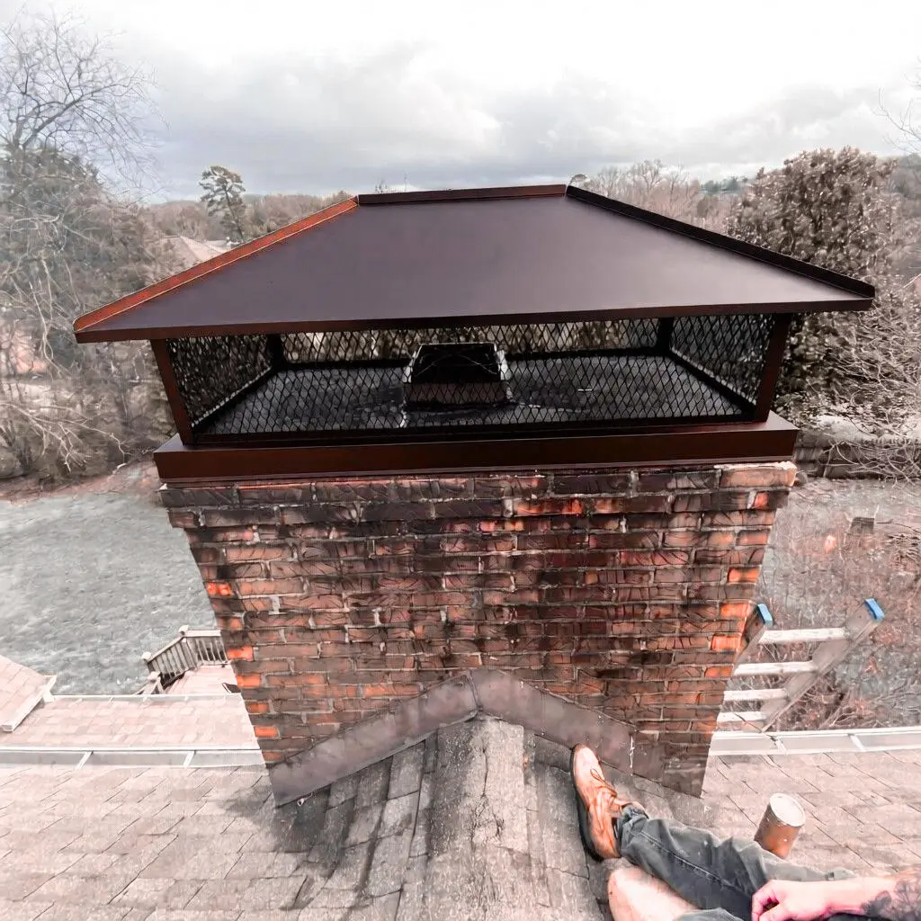 Copper chimney cap close-up for long-term protection